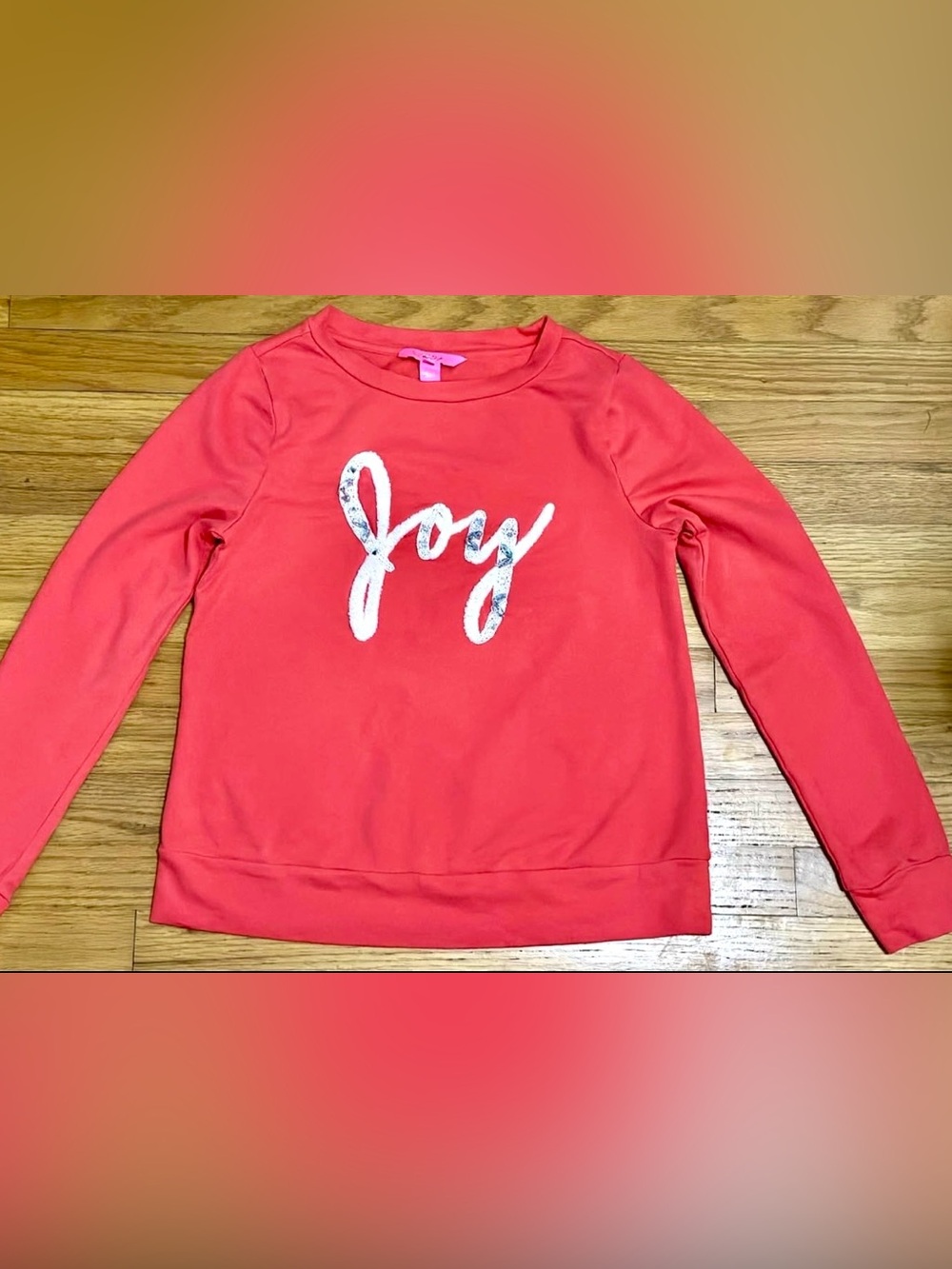 Lilly Pulitzer XS Joy Rami Red Sequin sweatshirt PTP- 17"